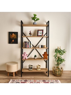 Just Home Athena 5 Raflı Geniş Metal Kitaplık - Sepet