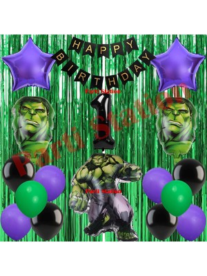 Parti Station Avengers Hulk Yaş Balon Set Hulk Balon Seti Perdeli Doğum Günü Parti Balon Set