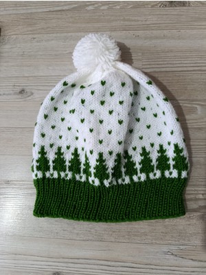 Emek Yeşil Beyaz Kadın Bere