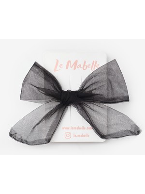 Siyah  Bağlama Tül Fiyonk Kız Çocuk Klips Toka