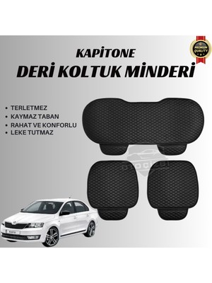 OtoÇizgi Skoda Rapid Uyumlu Deri Kapitone Koltuk Minderi Koruma Kılıfı – 3’lü Set