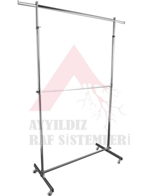 Ayyıldız Raf Lüks Çift Katlı Mağaza Standı & Lüks Konfeksiyon Askılıkları & Çift Katlı Askılık