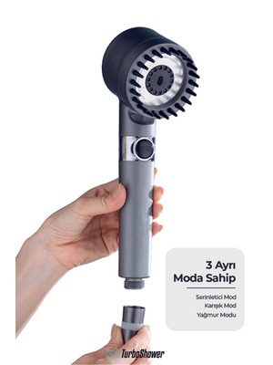 Teknotrust Çok Fonksiyonlu Su Arıtmalı Ayarlanabilir Duş Başlığı, Krom, Beyaz