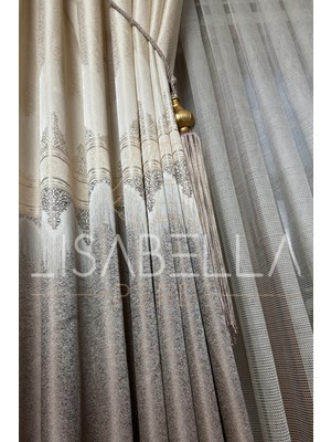 Empressco Bej Doğal Doku Pano Fon Perde, 1/2.5 Yoğun Pile, Tek Kanat, Şık ve Zarif Seçim