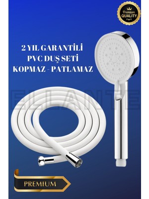 Teknotrust 5 Fonksiyonlu Su Tasarruflu Duş Seti, Beyaz Pvc Hortum ve El Duşu