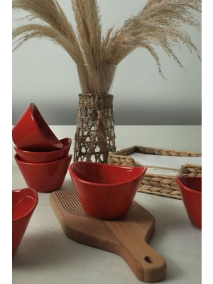 Keramika  Yılbaşı Kırmızı Bayrak Tigela Çerezlik / Sosluk 11 Cm 6 Adet