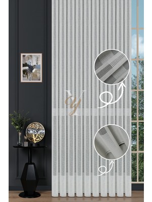 Yunilla 6021 Tül Perde V-Ekru