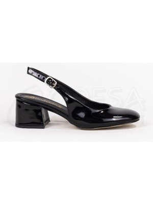 Mergenshoes MF302 Siyah Düz Kadın 6 cm Topuklu Ayakkabı