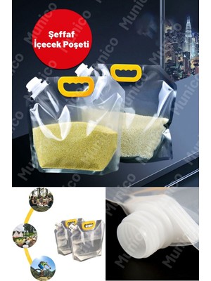 Munico 2 Litre Dayanıklı Plastik Içecek Çantası Katlanabilir Asılabilir Dondurulabilir Kamp Seyahat