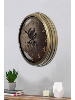 Empressco 40 cm Metal Duvar Saati, Eskitme Renk, Şık ve Modern Tasarım