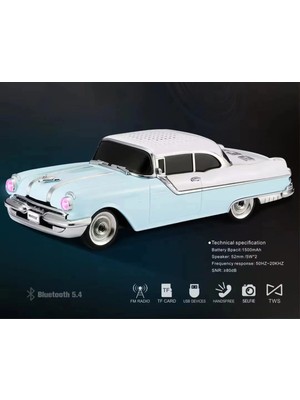 WS-598 Eşref Tek Klasik Araba Kablosuz Bluetooth Hoparlör Speaker Fm Radyo Sd Kart USB