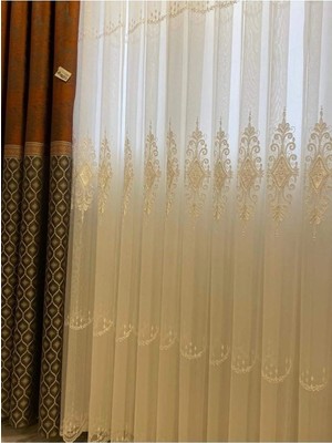 Nivemes Home Nivemeshome Çift Nakışlı 1/3 Sık Pileli Tül Perde Apm