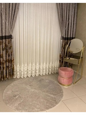 Nivemes Home Nivemeshome Flora Etek Nakışlı 1/3 Sık Pileli Tül Perde Apm
