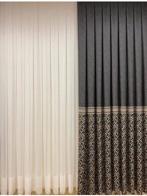 Nivemes Home Nivemeshome Kare Desen 1/3 Sık Pileli Modern Tül Perde Apm