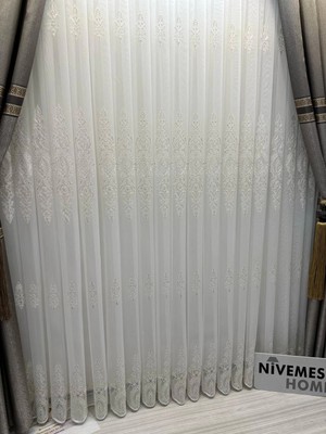 Nivemes Home Nivemeshome Karel Gold Detaylı 4529  1/3 Sık Pileli Tül Perde Apm