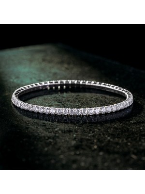 Takılingo 925 Ayar Gümüş Zirkon Taşlı Su Yolu Tasarımlı Elastik Model Erkek Bileklik