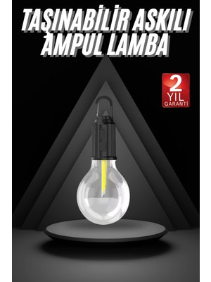 Marsilyan 3 Farklı Mod Led'li Şarjlı Asma Kancalı Kamp Lambası Taşınabilir Ampul