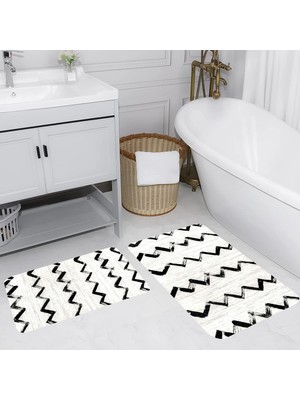 Eliana Home Dijital Baskı  Modern Banyo Halısı Ikili Banyo Paspası  LNA5171 100X60+60X50 cm
