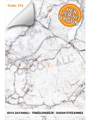 Decomall Suya Dayanıklı Mutfak Banyo Zemin Fayans Yapışkanlı Folyo Kaplama Laminasyonlu Code 214