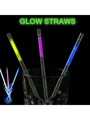 MiraLive Karanlıkta Parlayan Glow  Fosforlu Pipet 3 Renk 3 Adet