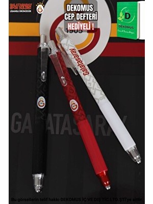 Galatasaray Lisanslı Wıse Versatil Uçlu Kalem 0,7 mm Altın Renk Dekomus Cep Defteri Hediyeli