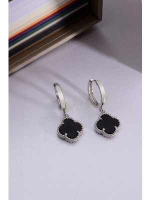 Innuendo Jewelry 925 Ayar Gümüş 10 mm Yonca Model Sallantılı Halka Küpe