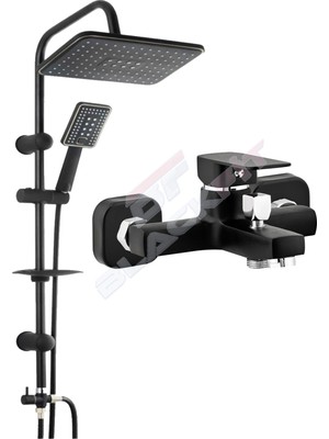 Blackfit Siyah Kare Banyo Bataryası Duç Çeşmesi Tepe Yağmurlama Duş Seti