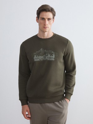 Lc Waikiki Yeni Sezon Bisiklet Yaka Baskılı Erkek Sweatshirt