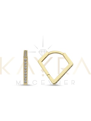 Kayra Mücevher Geometri Taşlı  Altın KÜPE AHK108