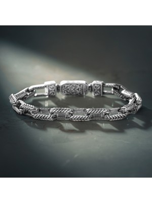 Takılingo 925 Ayar Gümüş Vintage Eskitme Zincir Model Erkek Bileklik