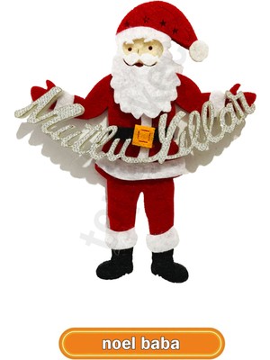 Empressco Kırmızı Keçe Noel Baba Figürü, Mutlu Yıllar Teması, Dekoratif Süs 1 Adet