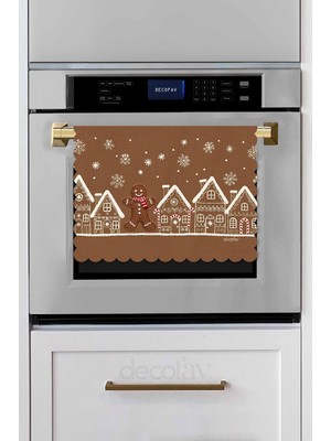 Decofav Şeker Kasabası Zencefilli Gingerbread Lazer Kesim Fırın Örtüsü - 43X55CM
