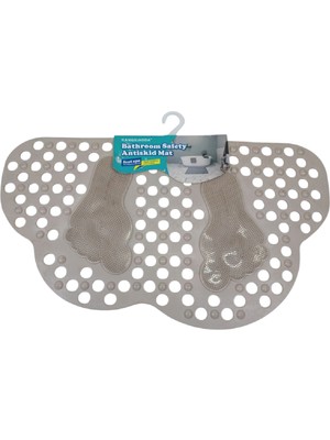 Renkliürün Ayak Temizleme Matı Kabartma Silikon Kaydırmaz Taban Duşakabin ve Banyo Matı (BEJ)(70X40)