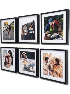 Hediye Kesesi Nobbystar Yapışan SökTak Siyah Kare Fotoğraf Çerçevesi 6'lı Paket