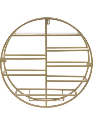 Empressco Altın Renkli Metal Daire Şaraplık Duvara Monte Şarap Rafı ve Kadehlik