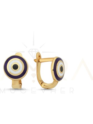 Kayra Mücevher Nazar Boncuklu Altın Küpe ÇK28