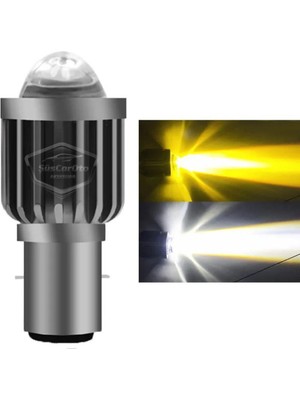 Caralp Otomobil Araç Motosiklet Mercekli Far Ampulü LED Far Çift Renk Sarı-Beyaz Csp LED Lamba Delici Yayıcı S2 Uzun Kısa 1 Adet BA20D H6