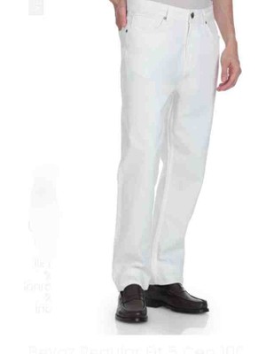 Beyaz Regular Pamuk Kot Pantolon