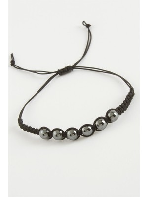 Zero Lvsqvr Hematit Doğal Taş Bileklik-Antrasit