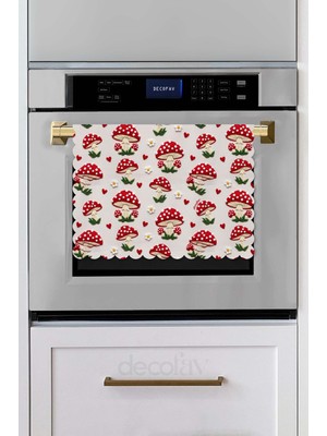Decofav 3D Mantar Dijital Baskılı Lazer Kesim Fırın Örtüsü - 43X55CM