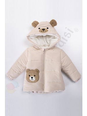Bebek Vadisi Ayıcıklı Içi Peluş Kürklü Fermuarlı Kapitone Kapüşonlu Kar Şişme Kışlık Erkek Bebek Mont Çocuk Kaban