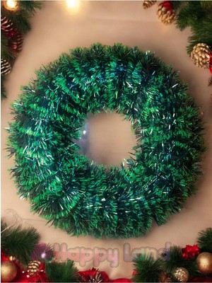 Empressco Yeşil Yılbaşı Kapı Süsü, Boş Çember, Renkli Dekor, Kapı Çelengi, Şık Süsleme