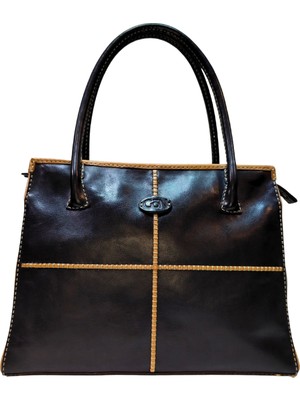 Gön Yomra Siyah Deri Kadın Omuz Çantası 18 Yomra