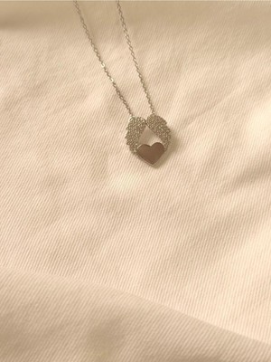 Melanj Craft Melek Kalp Çelik Kolye - Silver