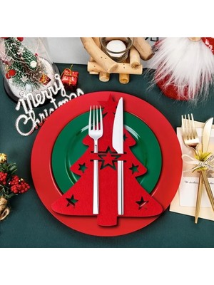 Empressco Kırmızı 6'lı Dekoratif Kaşıklık Seti, Yılbaşı Sofra Şıklığı Için Mükemmel Tercih