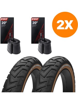 Heugers Cst Tourance Ride Ambro Amber Yanak 20X4.0 3mm Zırhlı Iç Dış Lastik Seti – Elektrikli Bisikletlere Uyumlu, Yüksek Konfor & Yol Tutuşu