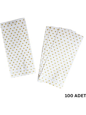 Roco Paper Co. Körüklü Kraft Kese Kağıdı, Altın Puantiyeli Şamua Hediye, Ambalaj & Gıda Poşeti, 15X33 Cm, 100 Adet