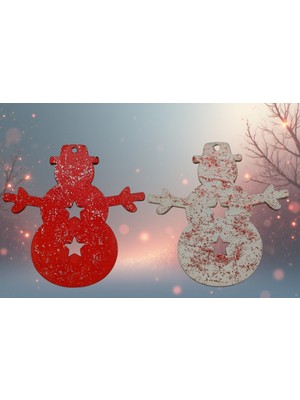 Empressco Yılbaşı Süsü Kardanadam Figürü 2'li, Kırmızı, Neşeli ve Renkli Dekorasyon Seti