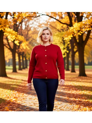 Benerly Kadın Düğmeli Bisiklet Yaka Uzun Kollu Regular Fit Triko Hırka Zarif ve Konforlu Günlük Kullanım