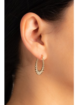 Yavuz Kuyumculuk Kadın Altın Deniz Kabuğu Sık Halka Küpe